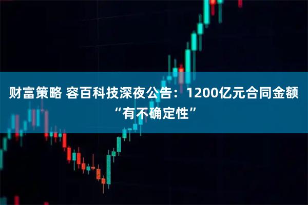 财富策略 容百科技深夜公告：1200亿元合同金额“有不确定性”